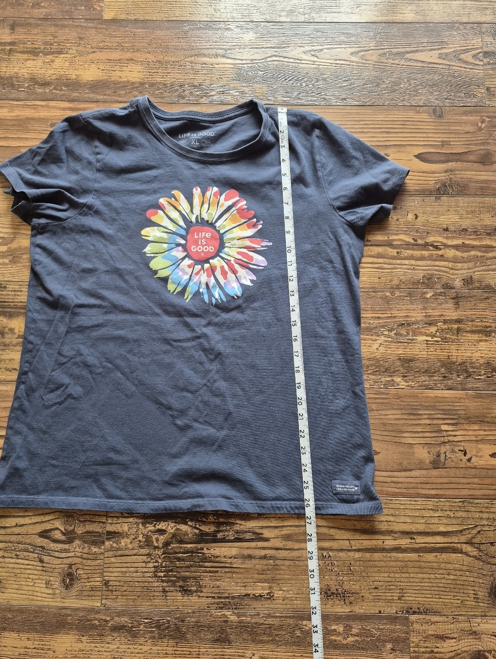 Life Is Good Blue Flower T Shirt Size XL - Picture 4 of 6